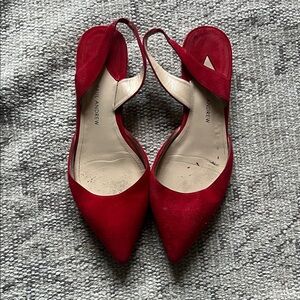 Paul Andrew Vibrant Red suede Reha Slingback H